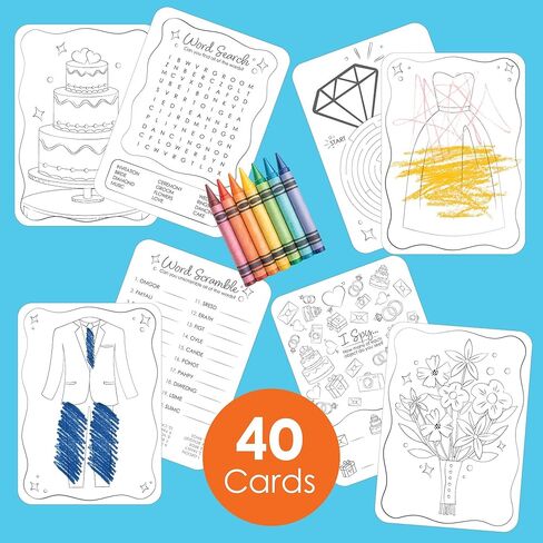 Big Dot of Happiness Wedding Kids Table Coloring Activity Cards, Wedding-Themed Games for Children, Double-Sided Gamerific Bundle - 40 Count in Saudi Arabia