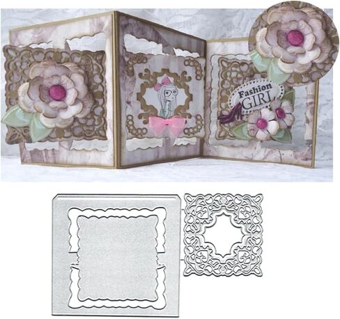 Square Card Frame Dies Metal Die Cuts, Square Card Frame Metal Cutting Dies Cut Stencils for DIY Scrapbooking Cards Photo Album Decorative Embossing Paper Dies for Scrapbooking Card Making in Saudi Arabia