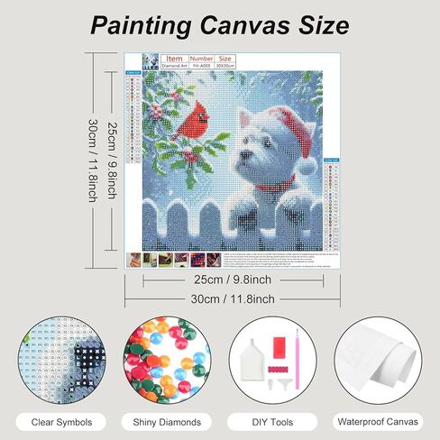 FHBUBPUP Dog Diamond Art Kits for Adults - Cardinal Diamond Painting Kits for Adults - DIY Full Drill Round Diamond Dot Painting Gem Art, Craft Gift Suitable for Home Wall Decoration 12×12Inch in Saudi Arabia