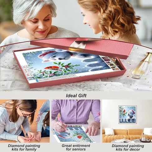 FHBUBPUP Dog Diamond Art Kits for Adults - Cardinal Diamond Painting Kits for Adults - DIY Full Drill Round Diamond Dot Painting Gem Art, Craft Gift Suitable for Home Wall Decoration 12×12Inch in Saudi Arabia