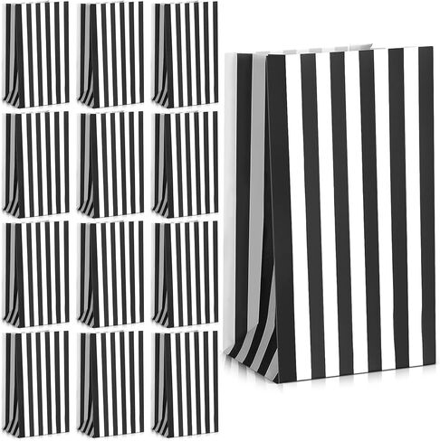 Dianelhall 28 Pcs Striped Party Favor Bags Kraft Paper Treat Candy Goodie Gifts Bags for Circus Carnival Party Halloween Christmas Valentines Birthday Favors(Red and White) in Saudi Arabia