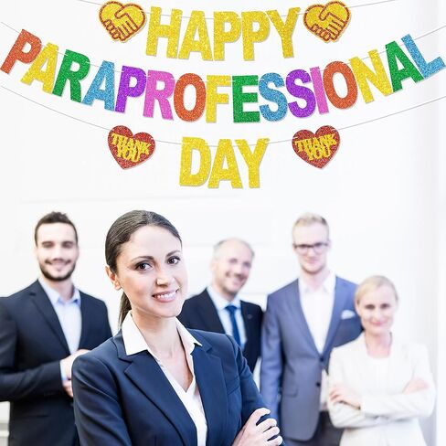 Happy Paraprofessional Day Banner - NO DIY Para Professional Day Decorations For Office Décor Paraprofessional Appreciation Gifts Glitter in Kuwait