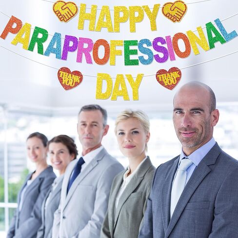 Happy Paraprofessional Day Banner - NO DIY Para Professional Day Decorations For Office Décor Paraprofessional Appreciation Gifts Glitter in Kuwait