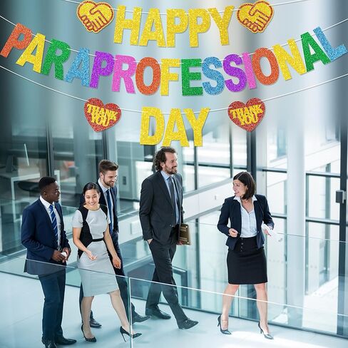 Happy Paraprofessional Day Banner - NO DIY Para Professional Day Decorations For Office Décor Paraprofessional Appreciation Gifts Glitter in Kuwait