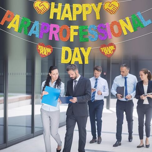 Happy Paraprofessional Day Banner - NO DIY Para Professional Day Decorations For Office Décor Paraprofessional Appreciation Gifts Glitter in Kuwait
