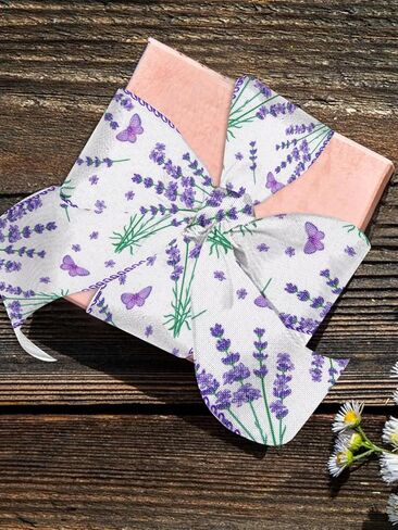 2 Rolls Spring Craft Ribbons for Wreath Bows, 2.5"×10 Yards Wired Edge White Purple Burlap Flowers Lavender Wired Ribbons for Crafting Sewing DIY Crafts Supplies in Saudi Arabia
