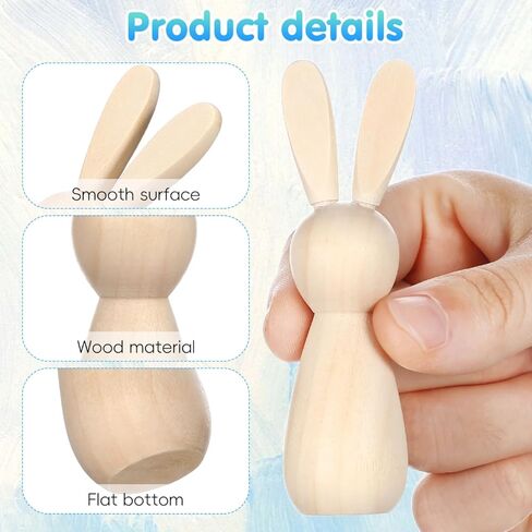 10 قطع من دمى أرنب خشبية مصنوعة يدويًا من Angoily، تمثال ديكور أرنب حرفي غير مطلي لديكور المنزل in Kuwait