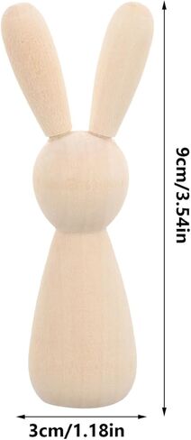 10 قطع من دمى أرنب خشبية مصنوعة يدويًا من Angoily، تمثال ديكور أرنب حرفي غير مطلي لديكور المنزل in Kuwait
