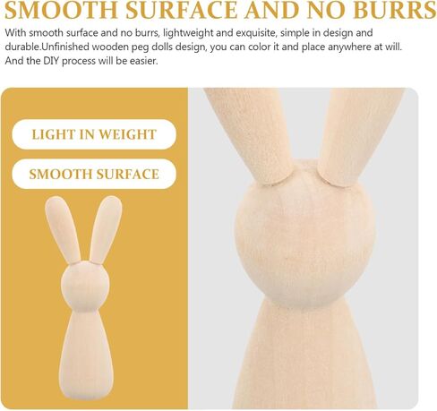 10 قطع من دمى أرنب خشبية مصنوعة يدويًا من Angoily، تمثال ديكور أرنب حرفي غير مطلي لديكور المنزل in Kuwait