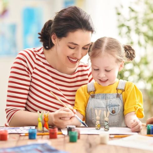 10 قطع من دمى أرنب خشبية مصنوعة يدويًا من Angoily، تمثال ديكور أرنب حرفي غير مطلي لديكور المنزل in Kuwait