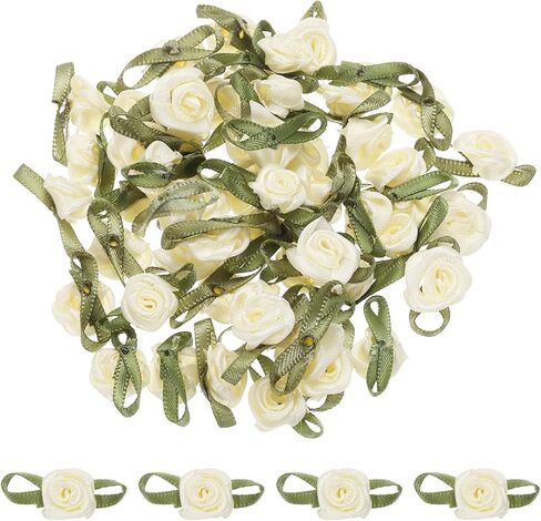 MECCANIXITY 30 Pcs Pink Mini Ribbon Bows Roses 5/8" x1-3/16 Tiny Satin Bows Roses for Sewing Appliques Crafts Little Artificial Flowers in Saudi Arabia
