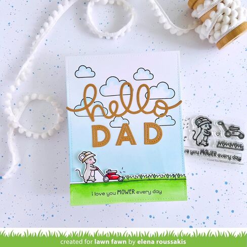 Lawn Fawn I Love You Mower 2"x3" Clear Stamp Set, Coordinating Dies & Coloring Stencil, 3 Item Bundle in Saudi Arabia