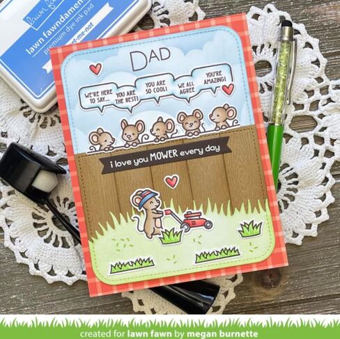 Lawn Fawn I Love You Mower 2"x3" Clear Stamp Set, Coordinating Dies & Coloring Stencil, 3 Item Bundle in Saudi Arabia