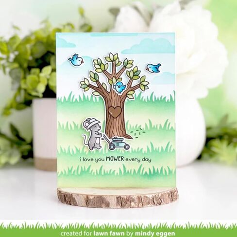Lawn Fawn I Love You Mower 2"x3" Clear Stamp Set, Coordinating Dies & Coloring Stencil, 3 Item Bundle in Saudi Arabia