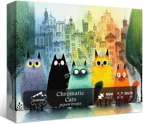PICKFORU Gradient Cat Puzzles for Adults 1000 Pieces, Colorful City Jigsaw Puzzle, Cute Kitten Puzzle as Wall Art Decor in Saudi Arabia
