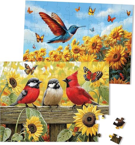 Sunhigh Dementia Puzzles for Elderly, Set of 2-60 Piece Jigsaw Puzzle, Alzheimer’s Products and Activities for Seniors Birds and Sunflowers in Saudi Arabia