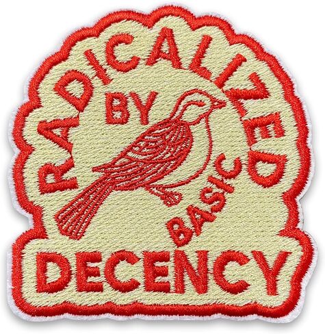 Radicalized by Basic Decency Patch 3 Inches Bird, Social Justice, Activist, Socialist Liberal, Iron On/Sew On Embroidery Fabric Applique Patches for Trucker Hats Clothes Backpack DIY Accessories Gifts in Kuwait