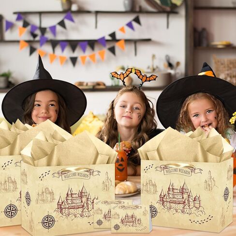 Magical Wizard Gift Bag, Large Wizard Theme Birthday Gift Bag, with Card and Tissue Paper, Christmas Party Favors Supplies for Baby Shower, Kids, Boys, Girls, Birthday, Christmas Celebrations in Saudi Arabia