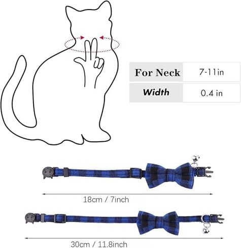 Bow Kitten Collar with Bell, Breakaway Puppy Collar Bell with Bowtie Christmas Dog Collars Female for Small Tiny Little Pet Dogs (White Plaid, Neck 7.9-11 inch) in Saudi Arabia