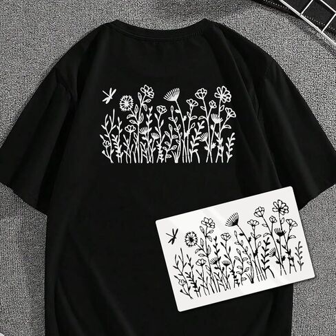 24 Pcs Stencils for Crafts Reusable, Floral Painting Templates - Flower, Leaf, Branch Botanical Nature Designs for DIY Wood Canvas Wall Card Scrapbook Decor in Kuwait