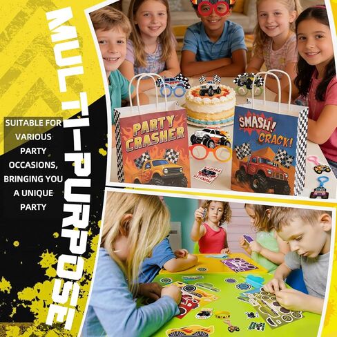 122 قطعة من هدايا الحفلات على شكل شاحنة مونستر، لوازم حفلات أعياد الميلاد للشاحنة تتضمن حقائب جيدة، أساور، سلاسل مفاتيح، ملصقات، نظارات ورقية، موضوع سباقات الطرق الوعرة، مكافآت الفصل الدراسي in Kuwait