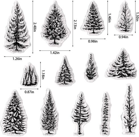 12 Christmas Trees Clear Stamps for Card Making and Photo Album Decorations, Snow Tree Stamps, Merry Christmas Transparent Silicone for Crafting and DIY Scrapbooking in Saudi Arabia