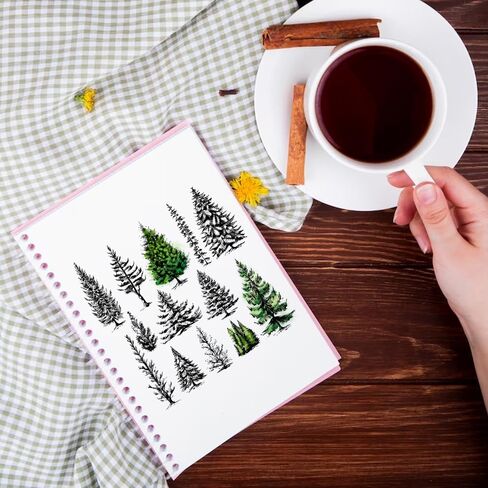12 Christmas Trees Clear Stamps for Card Making and Photo Album Decorations, Snow Tree Stamps, Merry Christmas Transparent Silicone for Crafting and DIY Scrapbooking in Saudi Arabia
