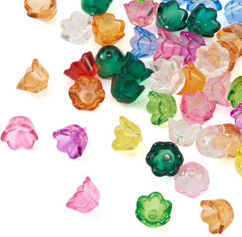 190pcs Acrylic Tulip Flower Bead Caps Tulip Flowers Lily Floral Spacer Loose Bead End Caps for Jewelry Making Earrings Bracelets Women Adult DIY Crafts,10x6mm in Saudi Arabia