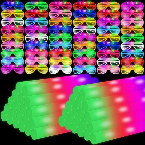 مجموعة لوازم الحفلات المتوهجة في الظلام تتضمن 30 كوبًا مضيءًا LED و10 ألوان و30 عصا إسفنجية مضيئة كبيرة الحجم لحفلات الديسكو وحفلات الزفاف وأعياد الميلاد وحفلات الهالوين in Kuwait