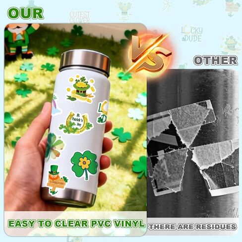 100 قطعة من ملصقات عيد القديس باتريك، ملصقات فينيل مقاومة للماء للعطلات الأيرلندية لزجاجة المياه، والكمبيوتر المحمول، ودفتر القصاصات، وملصقات يوم القديس باتريك، وإكسسوارات ديكورات Lucky Shamrock in Kuwait