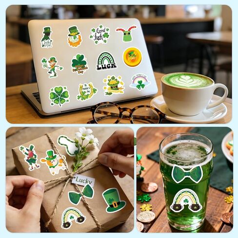 100 قطعة من ملصقات عيد القديس باتريك، ملصقات فينيل مقاومة للماء للعطلات الأيرلندية لزجاجة المياه، والكمبيوتر المحمول، ودفتر القصاصات، وملصقات يوم القديس باتريك، وإكسسوارات ديكورات Lucky Shamrock in Kuwait
