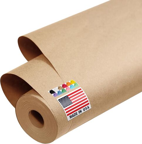 USA Made 48" x 1200" Brown Kraft Paper Roll, 45 lbs Thickness, American Quality Colored Kraft Paper for School, Bulletin Board - Non-Toxic, Odorless, Safe for Kids in Saudi Arabia