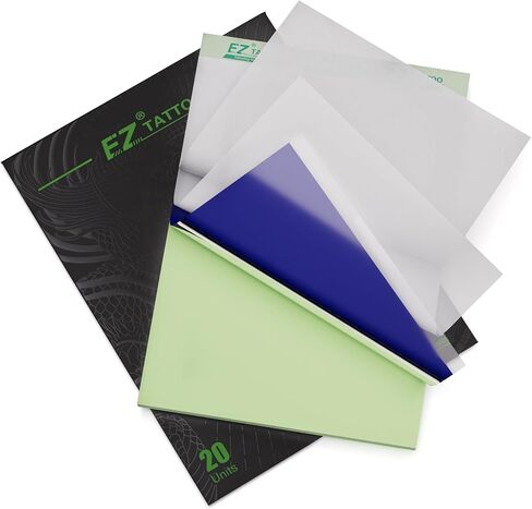 ورق نقل الوشم من EZ - 50 ورقة مقاس A4 ورق استنسل للوشم، 4 طبقات 8.3 بوصة × 11.7 بوصة ورق تتبع حراري للوشم لملحقات ومستلزمات الوشم in Kuwait
