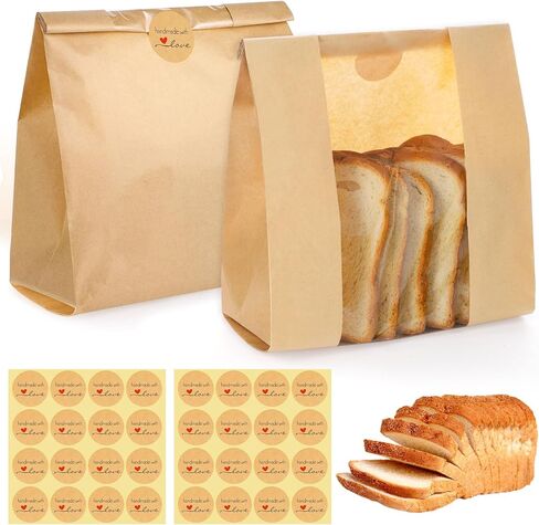130 Pack Bread Bags for Homemade Sourdough Bags with Window, Large Bakery Bag with 160 Stickers for Packaging Baked Food Bread Storage (14 * 8.3 * 3.5 Inch) in Saudi Arabia