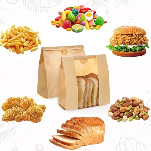 130 Pack Bread Bags for Homemade Sourdough Bags with Window, Large Bakery Bag with 160 Stickers for Packaging Baked Food Bread Storage (14 * 8.3 * 3.5 Inch) in Saudi Arabia