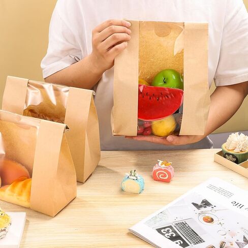 130 Pack Bread Bags for Homemade Sourdough Bags with Window, Large Bakery Bag with 160 Stickers for Packaging Baked Food Bread Storage (14 * 8.3 * 3.5 Inch) in Saudi Arabia
