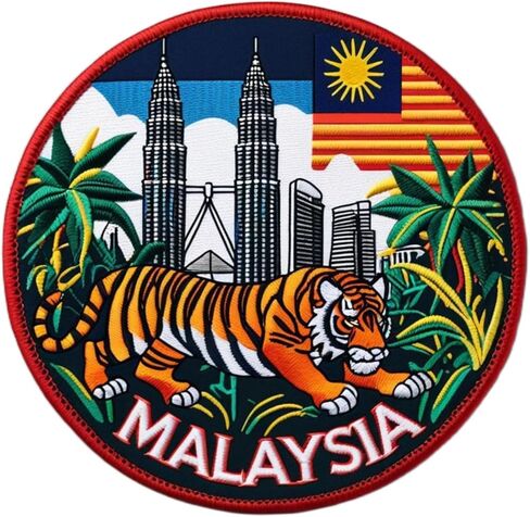 Malaysia Flag Patch Embroidered Iron-on/Sew-on Badge (3.5 Inch) Kuala Lumpur Travel Vacation Souvenir Tourist Emblem Backpack Gift Patches in Saudi Arabia