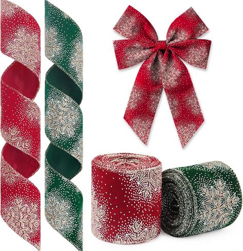 Christmas Ribbon for Wreath Bow Wrapping Gifts, Christmas Red Velvet Ribbon for Gift Wrapping Xmas Party Supplies Decoration DIY Crafts 2.5" X 50 Yards Winter Christmas Wreaths Wired Ribbon in Saudi Arabia