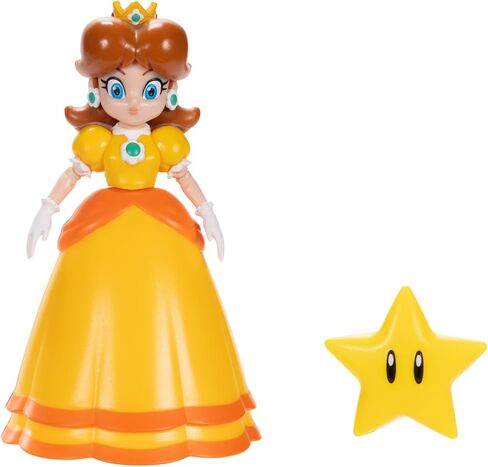 Nintendo Super Mario 4-Inch Daisy Poseable Figure with Super Star Accessory Ages 3+ (Officially Licensed) in Saudi Arabia