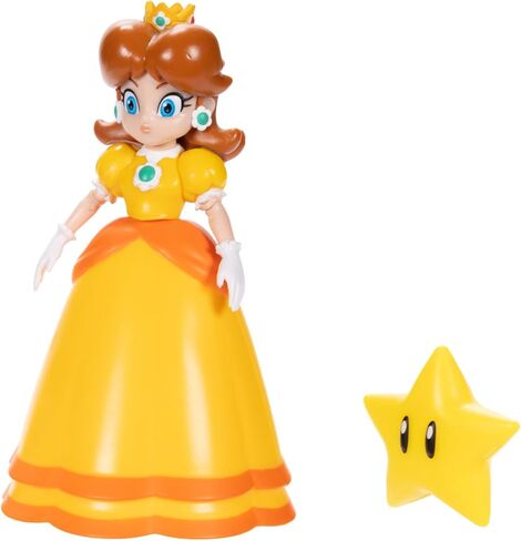 Nintendo Super Mario 4-Inch Daisy Poseable Figure with Super Star Accessory Ages 3+ (Officially Licensed) in Saudi Arabia