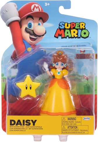Nintendo Super Mario 4-Inch Daisy Poseable Figure with Super Star Accessory Ages 3+ (Officially Licensed) in Saudi Arabia