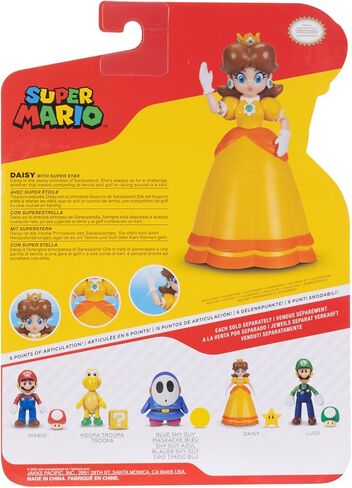 Nintendo Super Mario 4-Inch Daisy Poseable Figure with Super Star Accessory Ages 3+ (Officially Licensed) in Saudi Arabia