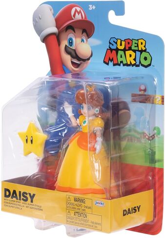 Nintendo Super Mario 4-Inch Daisy Poseable Figure with Super Star Accessory Ages 3+ (Officially Licensed) in Saudi Arabia