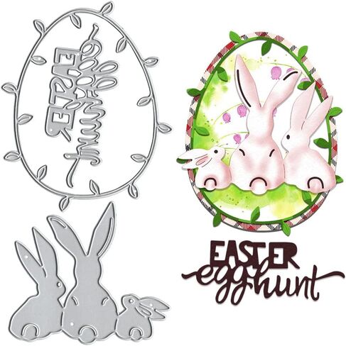 Easter Bunny Die Cuts for Card Making, Easter Words Cutting Dies Sets Rabbits Ears Frame Dies Stencils Embossing Template for Crafts Invitation Cards Photo Album Decorations in Saudi Arabia
