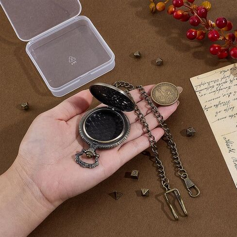 PH PandaHall DND Dice Set, Hollow Gear Watch Case 7pcs Mini Metal Dice with Pocket Watch Chain for Dungeons and Dragons, RPG, Playing Games, Gift, Antique Bronze in Saudi Arabia
