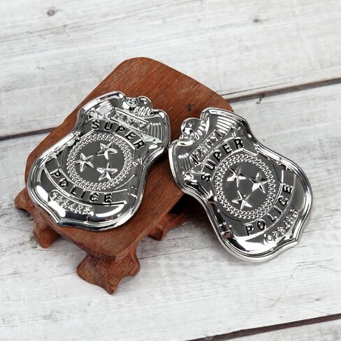 BinaryABC Metal Police Badges,Police Role Play Brooch Props,Halloween Cop Cosplay Costume Accessory,2PCS in Saudi Arabia