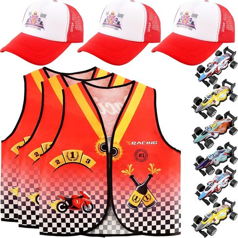 12 قطعة من أزياء سائق سيارة السباق للأطفال، سترة متسابق، قبعة سيارة، مجموعة سترة للخلف، مجموعة ملابس للأولاد والبنات، حفلة الهالوين، لعب الأدوار in Kuwait