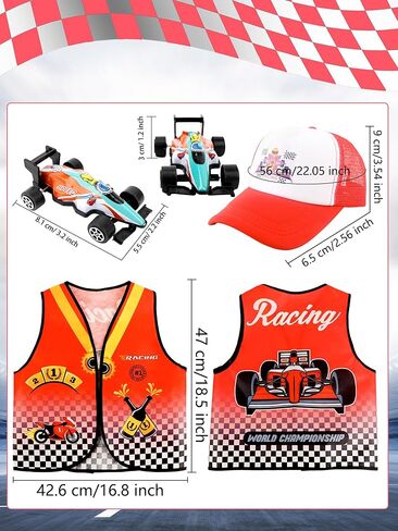12 قطعة من أزياء سائق سيارة السباق للأطفال، سترة متسابق، قبعة سيارة، مجموعة سترة للخلف، مجموعة ملابس للأولاد والبنات، حفلة الهالوين، لعب الأدوار in Kuwait