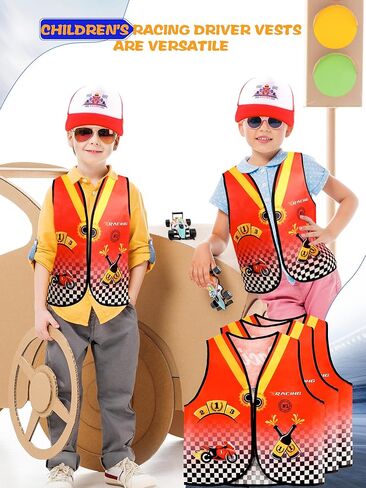 12 قطعة من أزياء سائق سيارة السباق للأطفال، سترة متسابق، قبعة سيارة، مجموعة سترة للخلف، مجموعة ملابس للأولاد والبنات، حفلة الهالوين، لعب الأدوار in Kuwait