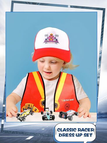 12 قطعة من أزياء سائق سيارة السباق للأطفال، سترة متسابق، قبعة سيارة، مجموعة سترة للخلف، مجموعة ملابس للأولاد والبنات، حفلة الهالوين، لعب الأدوار in Kuwait